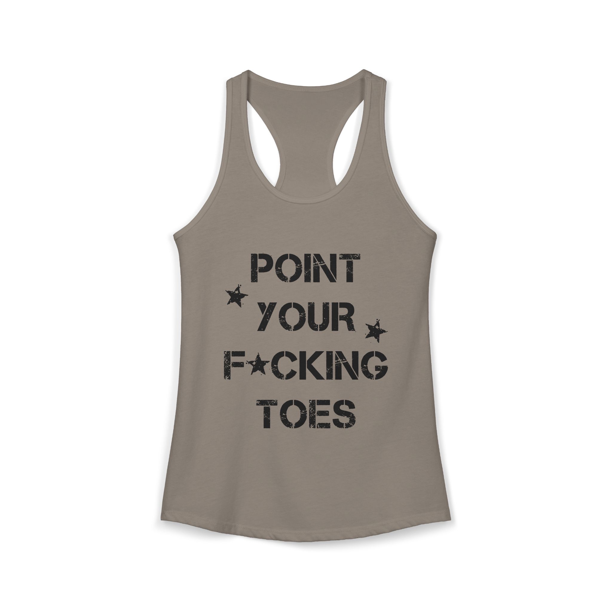 Point Your F*cking Toes Racerback Tank Top – Solid Warm Gray
