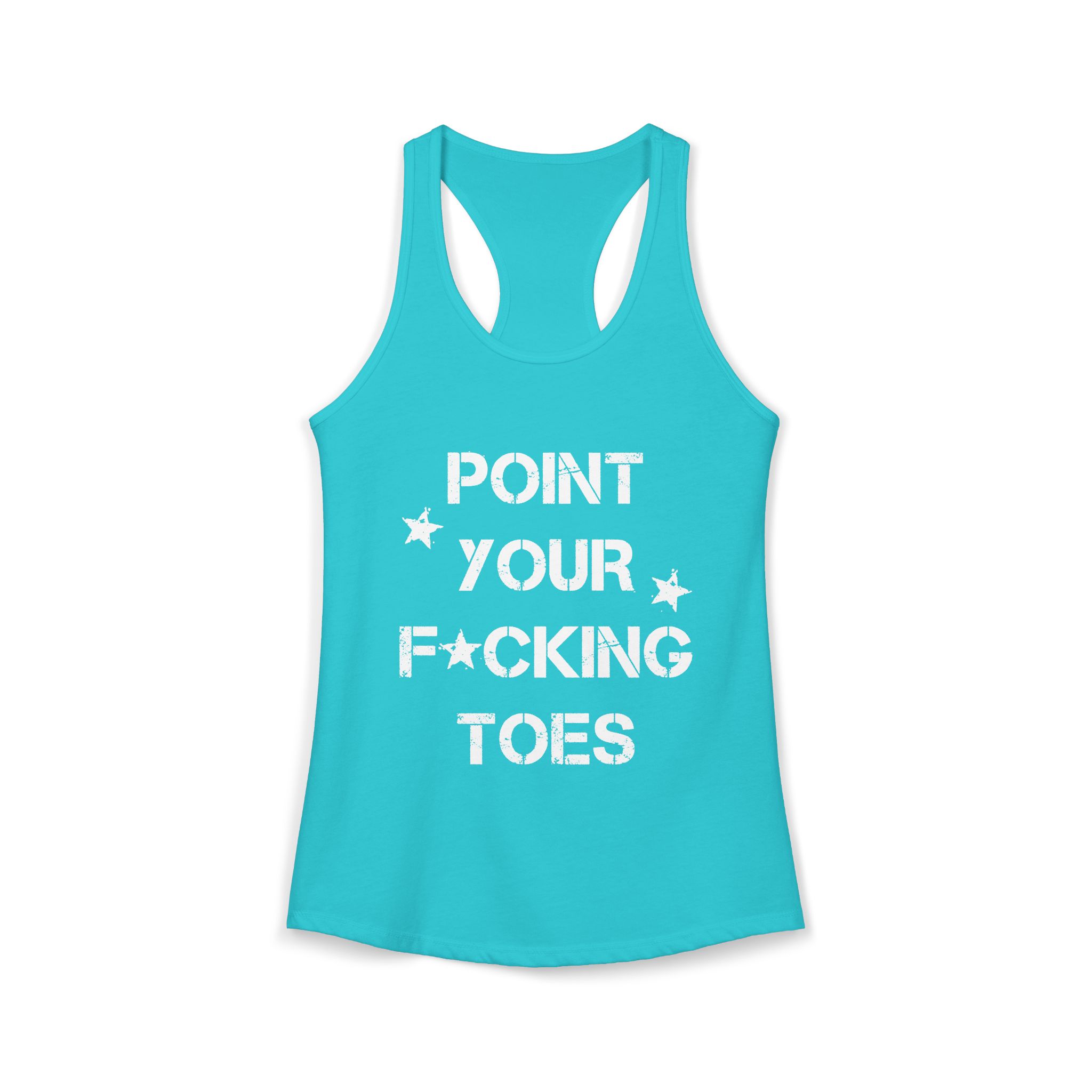 Point Your F*cking Toes Racerback Tank Top – Solid Tahiti Blue