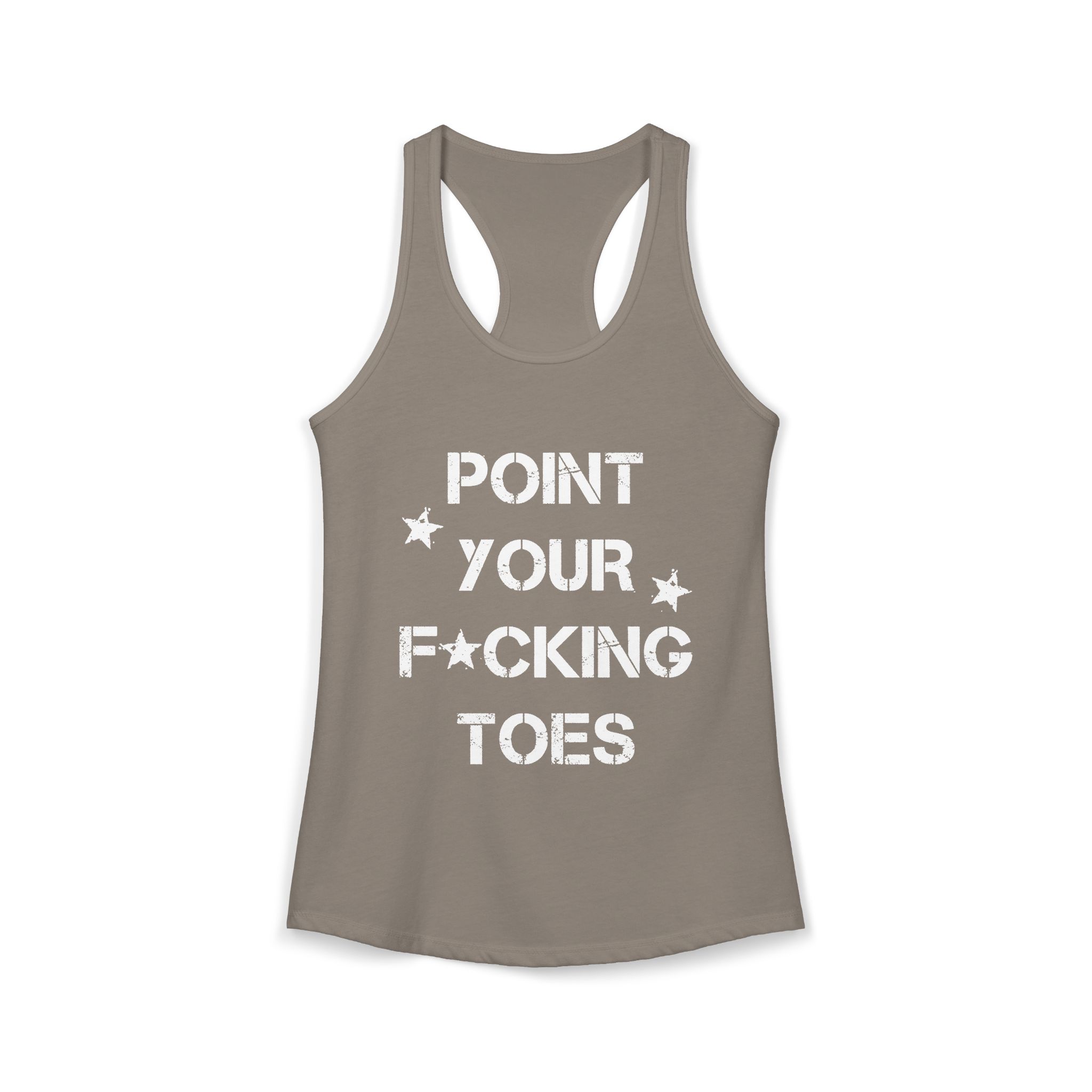 Point Your F*cking Toes Racerback Tank Top – Solid Warm Gray