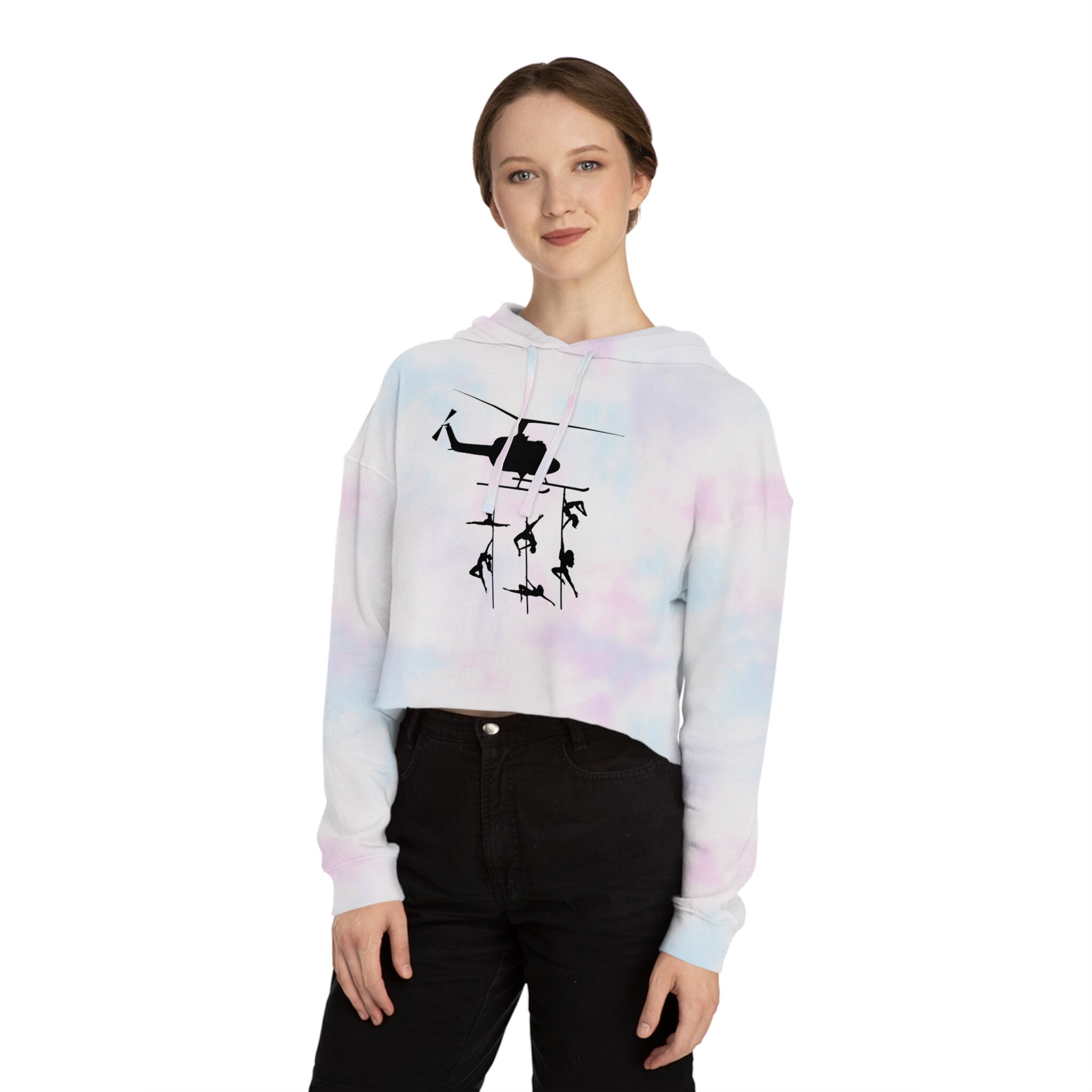 Pole Dancers Helicopter Cropped Hooded Sweatshirt – Tie Dye