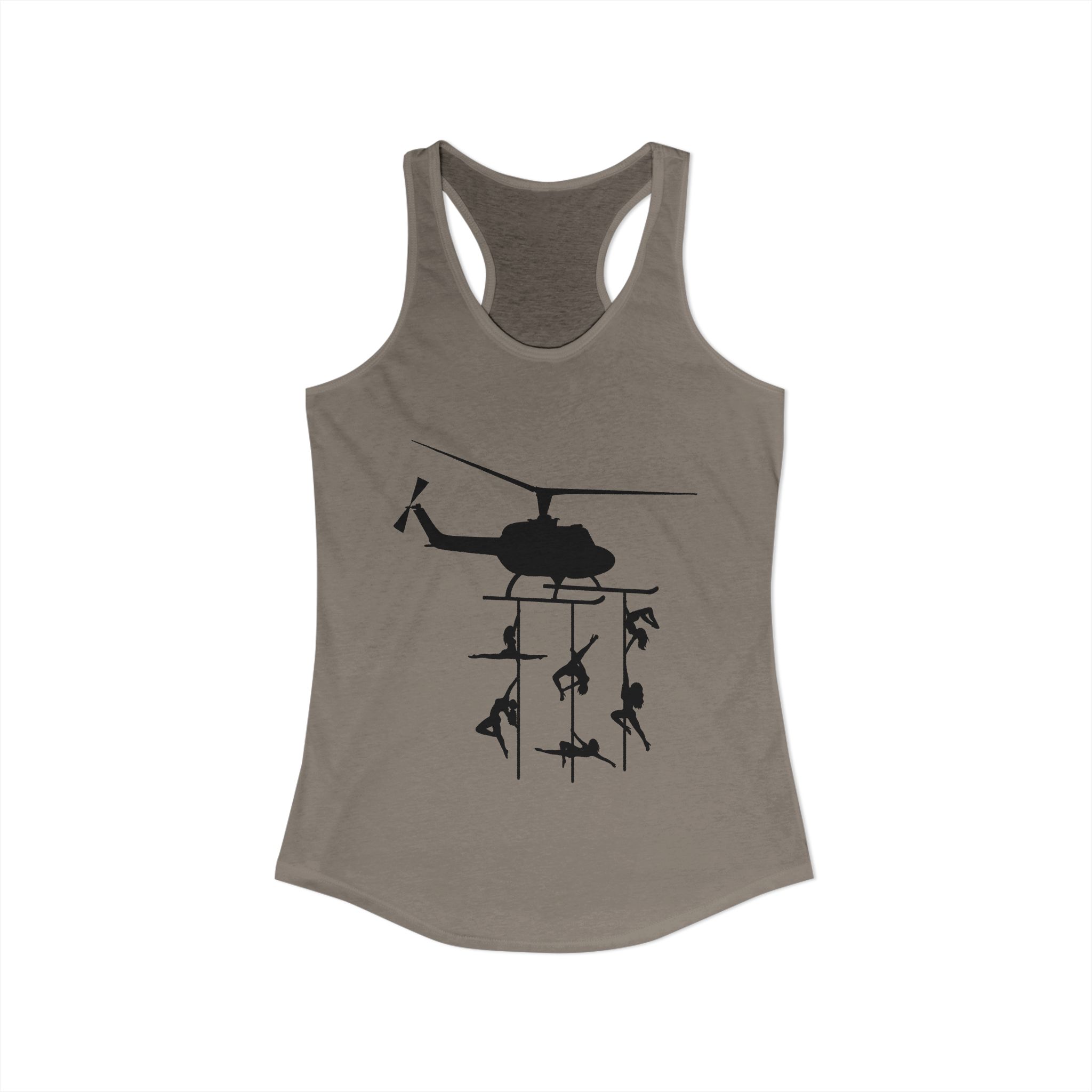 Pole Dancers Helicopter Racerback Tank Top – Solid Warm Gray