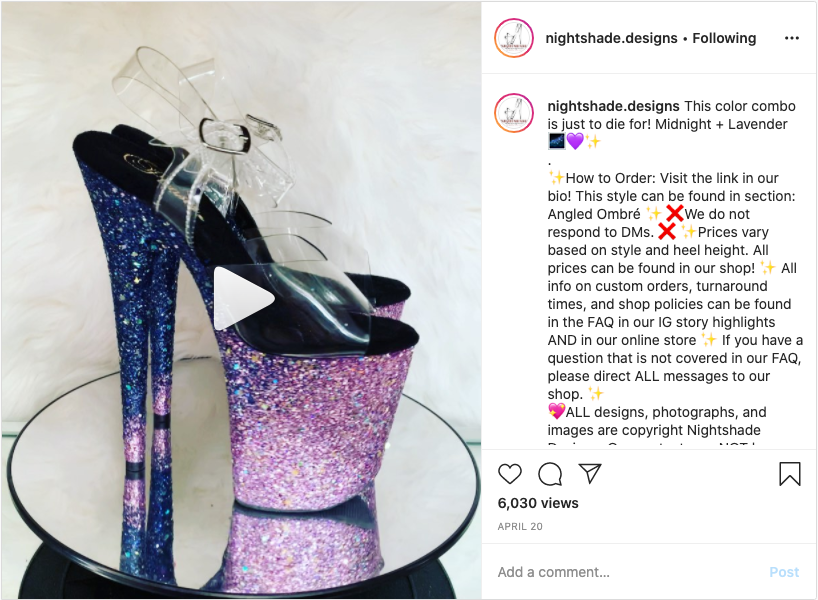 Nightshade Designs Midnight Lavender Pole Dancing Shoes