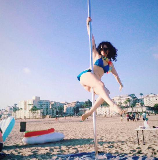 Pole Dancing on the Beach with X-Pole X-Stage